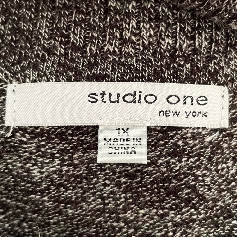 Studio One Marled Charcoal Long Sleeve Cowl Neck Sweater Dress Size 1X - Picture 3 of 13